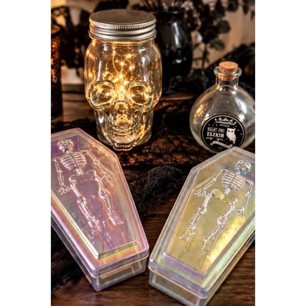 Halloween Gothic Decor Set Skull Jar Potion Bottle Skeleton Coffin Boxes